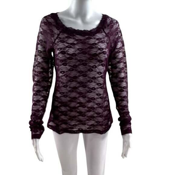 Mudd Lace Henley L Top SA Deep Red ASO Katherine Pierce The Vampire Diaries Y2K - Picture 1 of 11